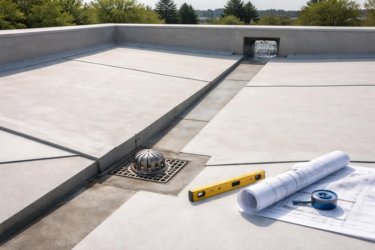 Drainage design preventing ponding