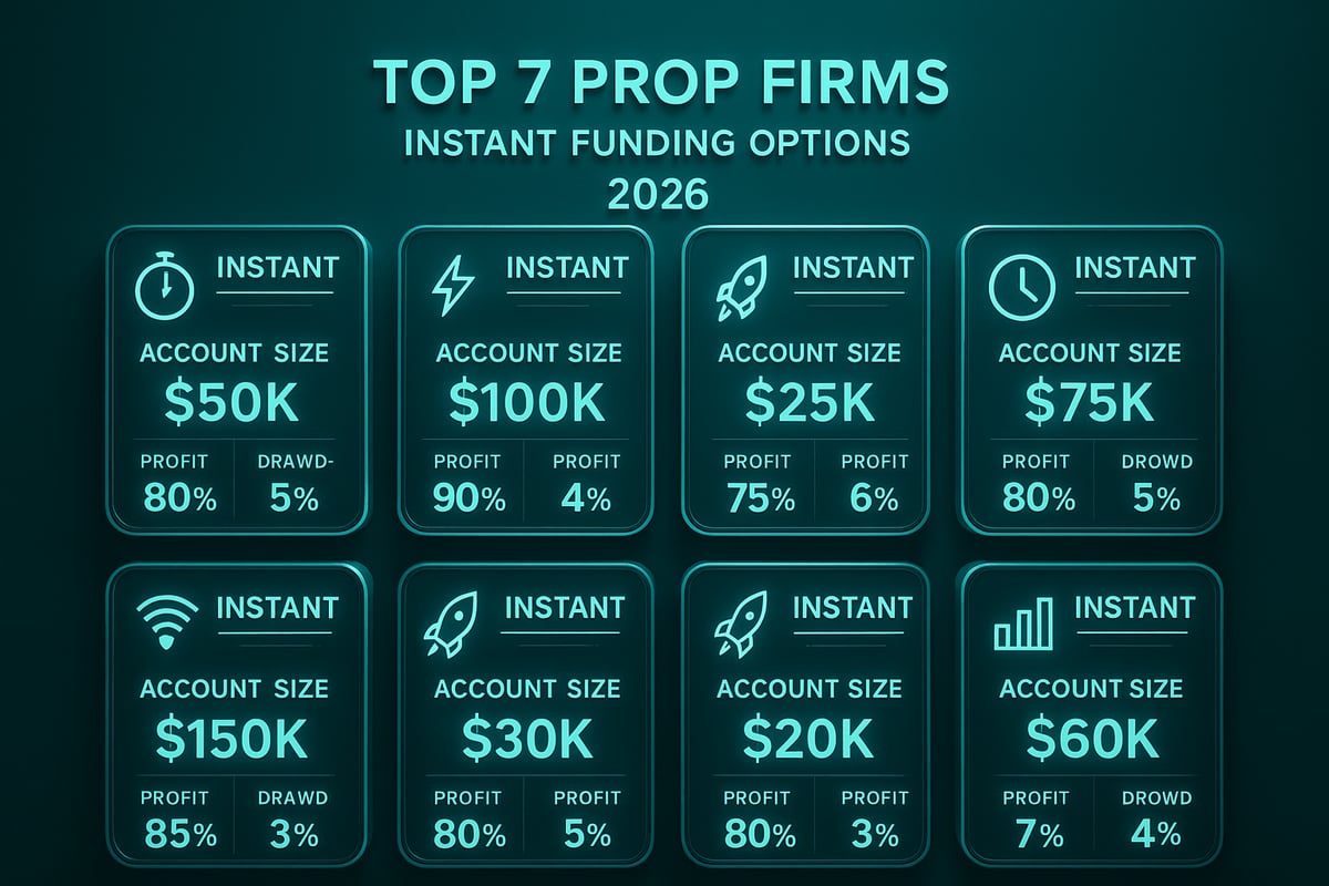 7 Top Prop Firms Instant Funding Options for 2026