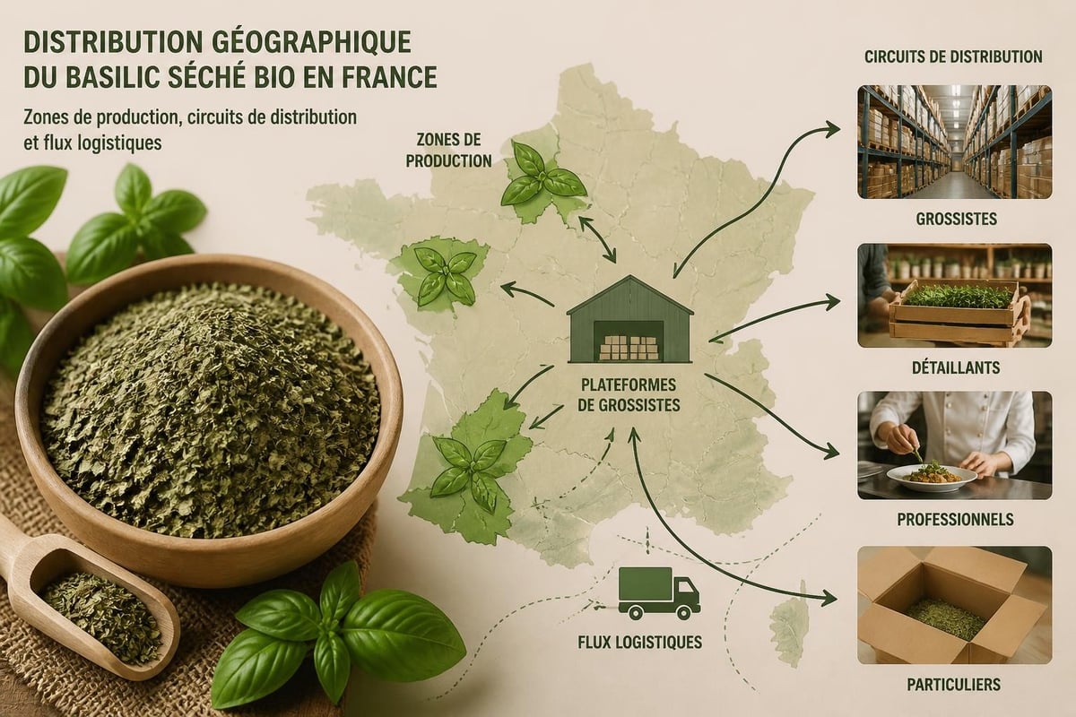 Approvisionnement basilic séché bio