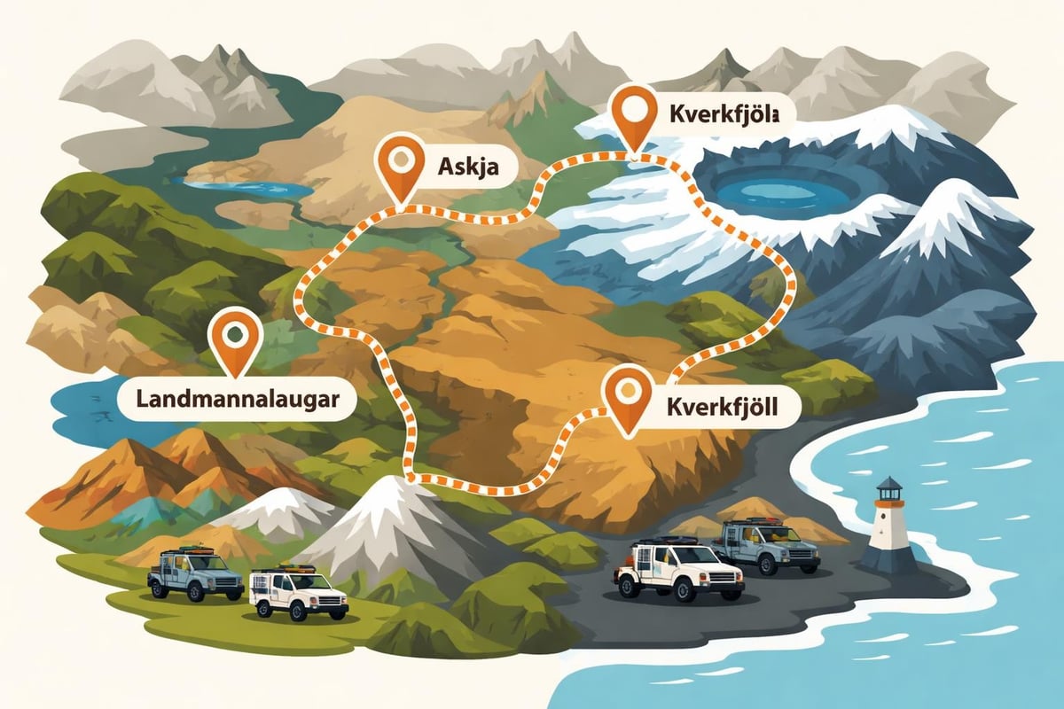 Iceland highlands expedition route map