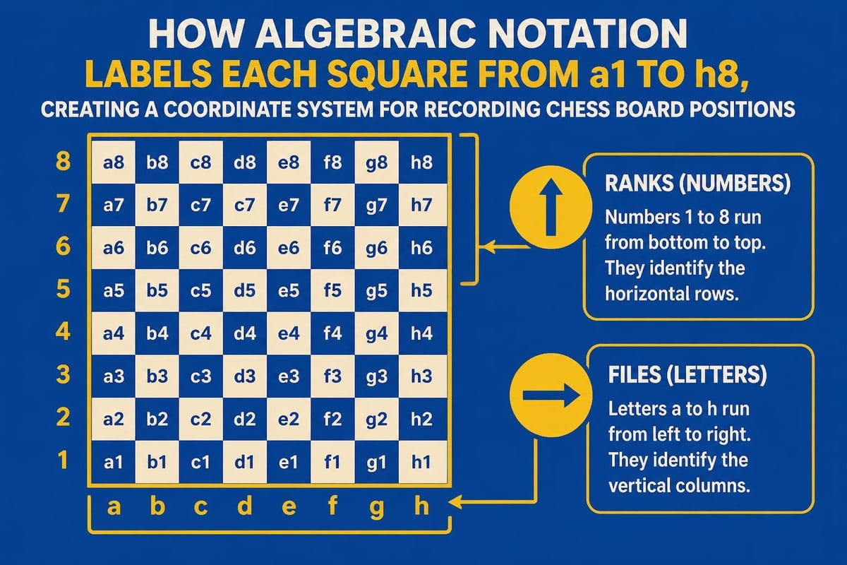 Algebraic notation system on chessboard