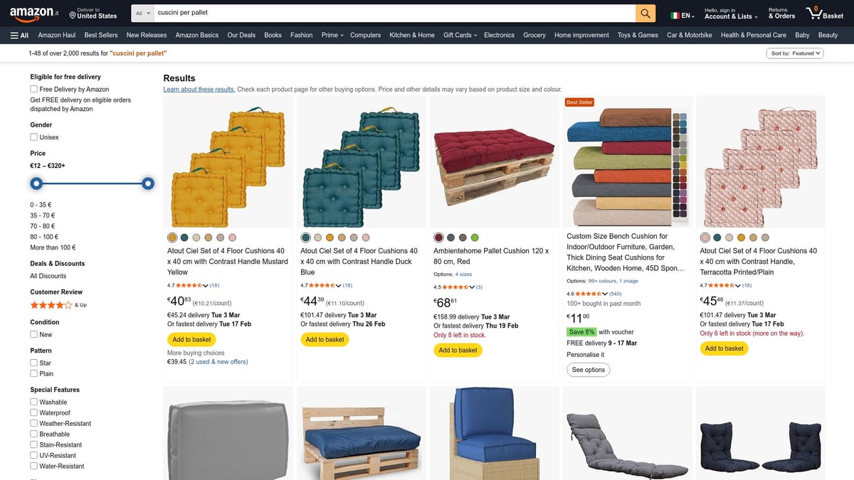 7 Idee Originali Di Cuscini Per Pallet Per Il 2026 - Cuscini per pallet effetto memory foam Amazon