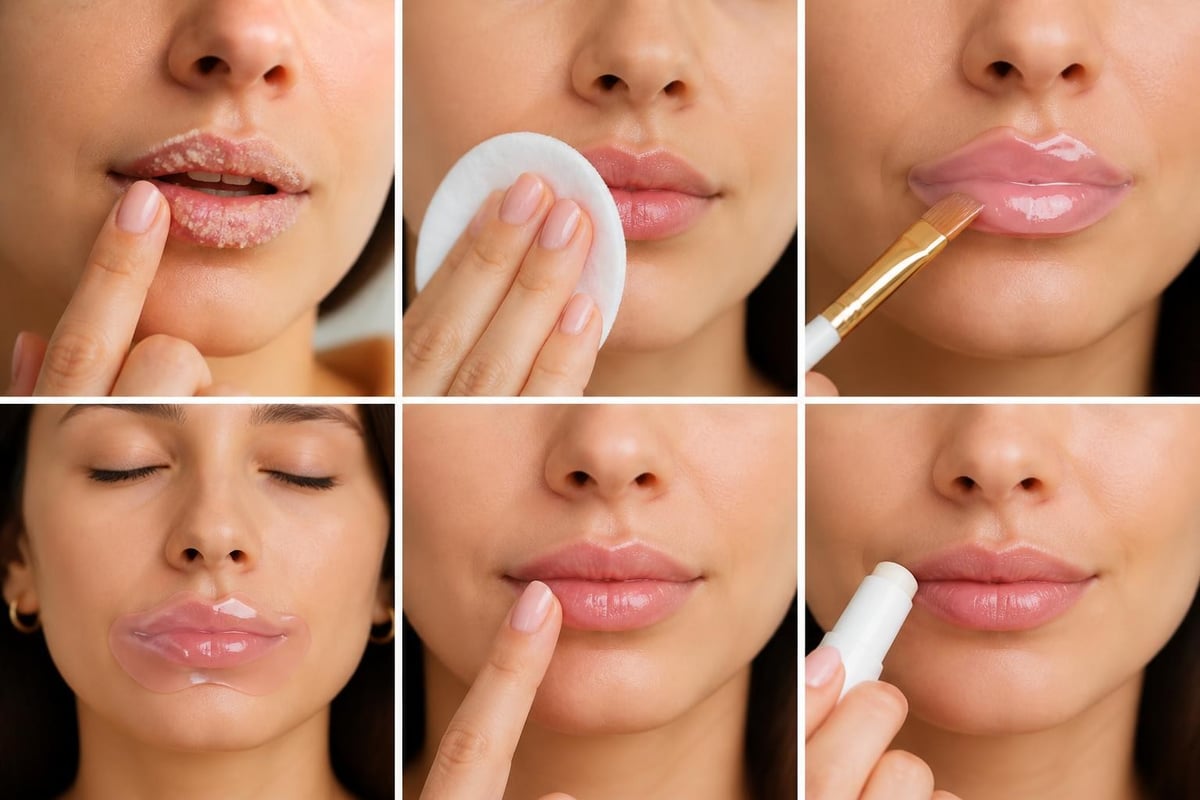 Step-by-step lip mask application routine