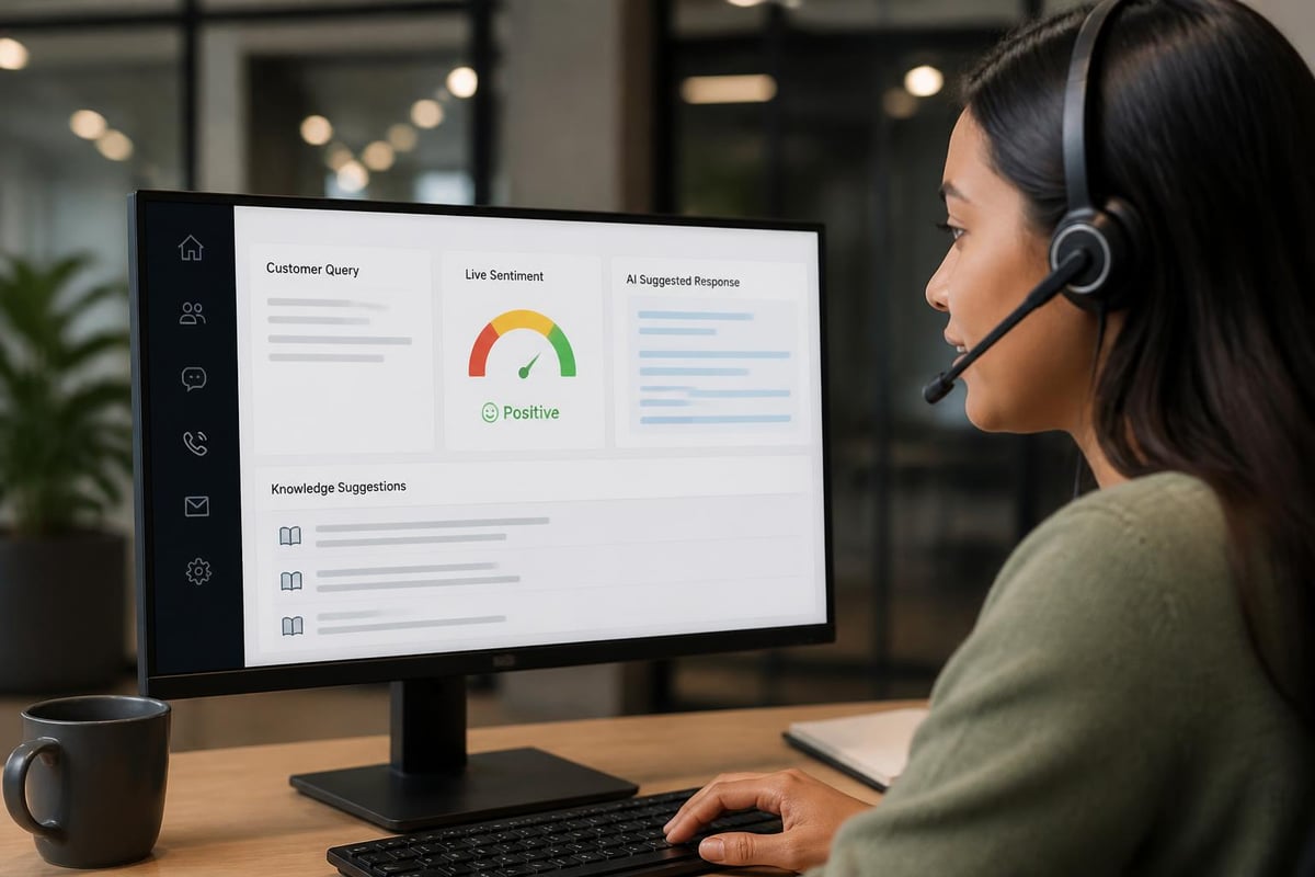 AI agent providing real-time support to human customer care agent
