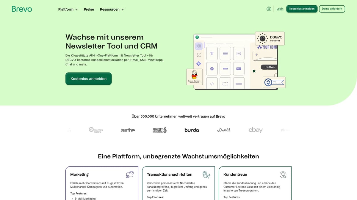 Top 8 CRM Mail Tools 2025: Effiziente Kommunikation für Unternehmen - Brevo (vormals Sendinblue)