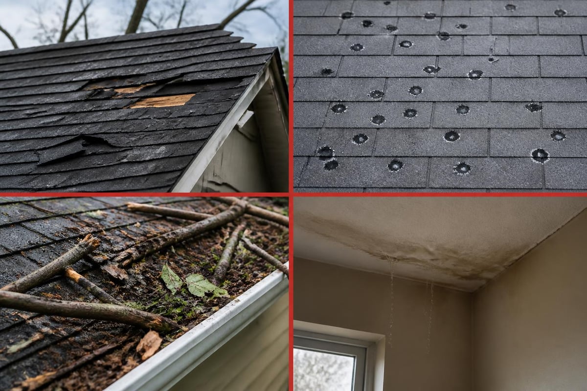 Common types of storm damage on residential roofs