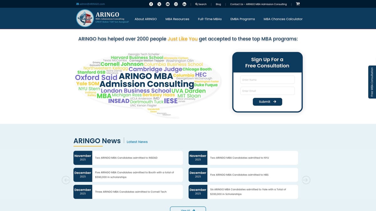 9 Essential Admission Consultants For MBA Success In 2026 - Aringo