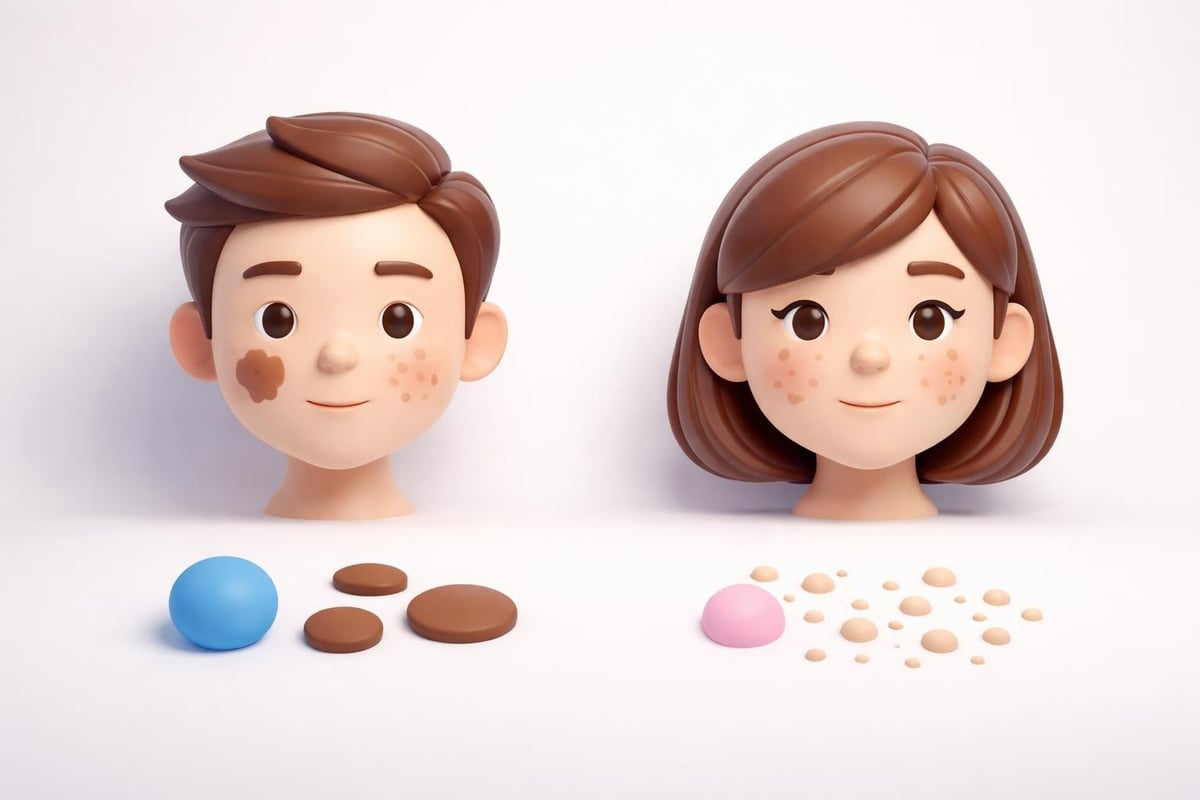 男性と女性のシミの特徴比較