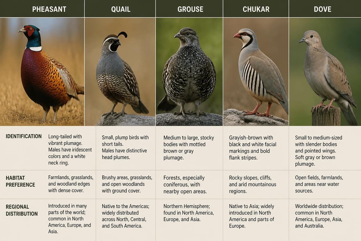 Common upland game bird species
