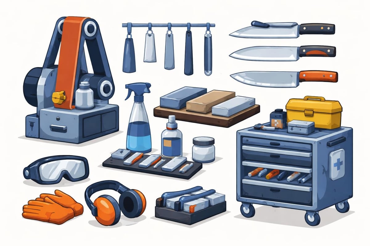 Knife sharpening equipment setup