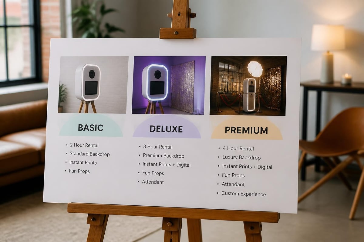 Photo booth pricing tiers
