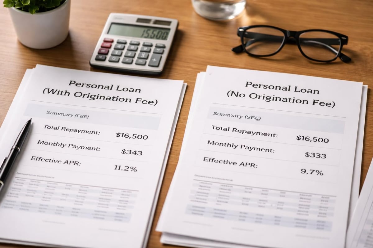 Comparing loan costs with and without origination fees