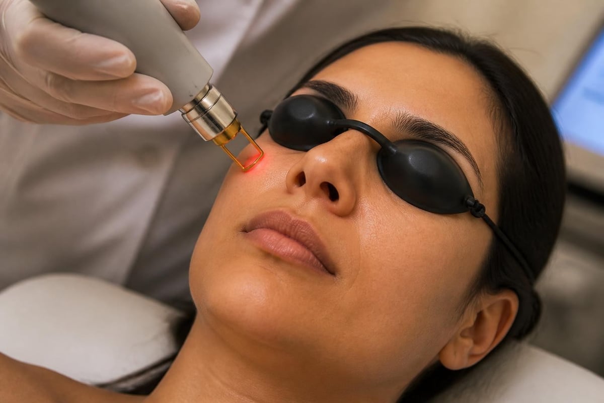 Melanin fragmentation process in laser treatment