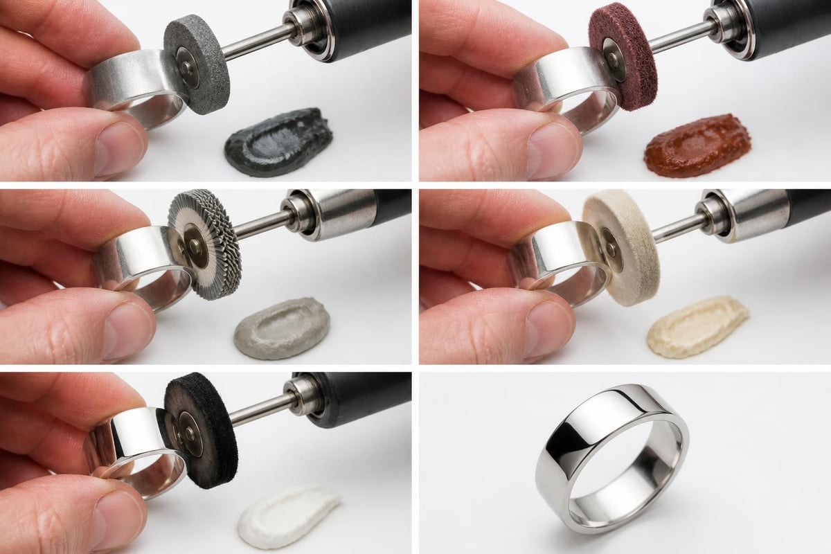 Professional jewelry polishing workflow