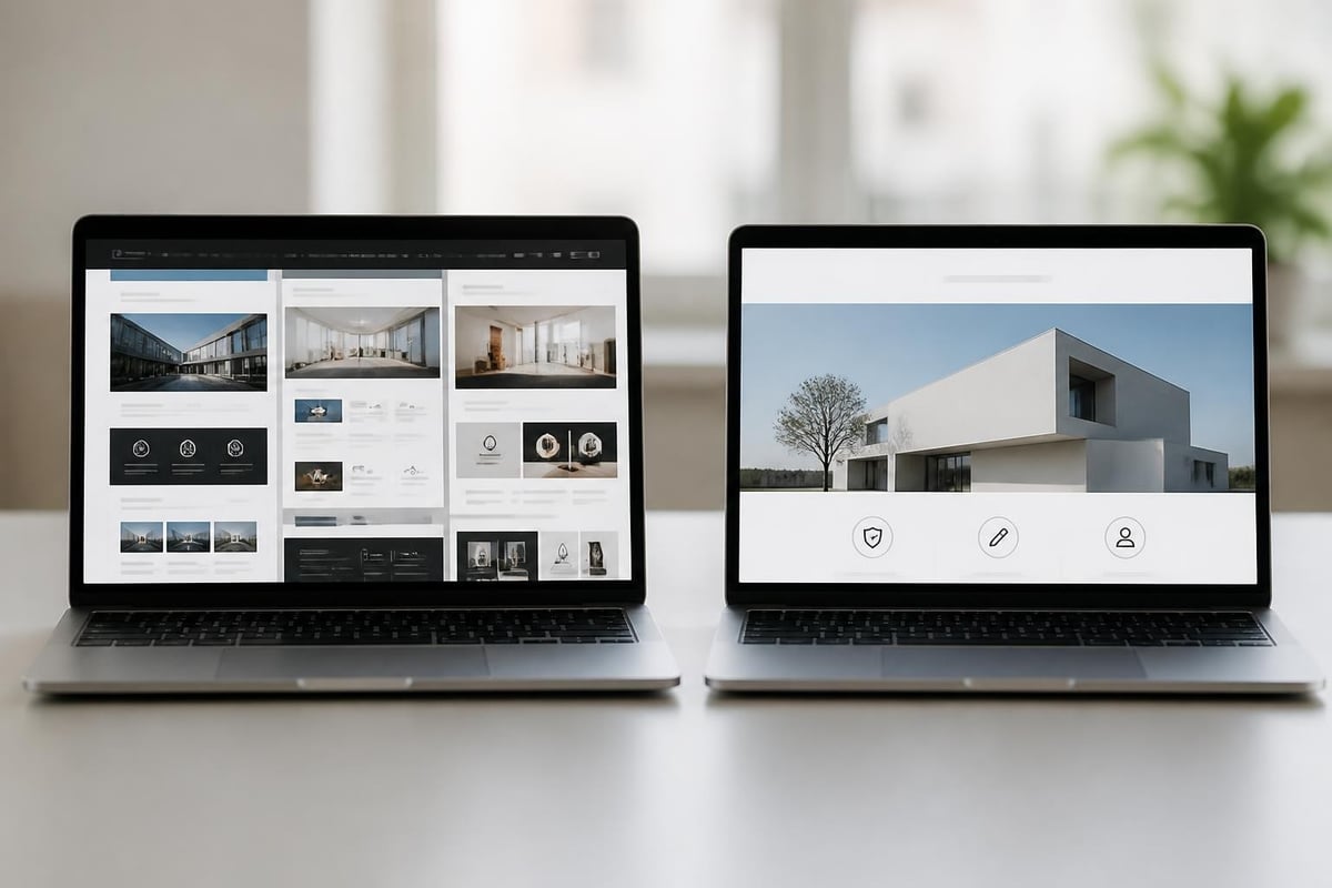 Vergleich komplexer und einfacher Webseiten