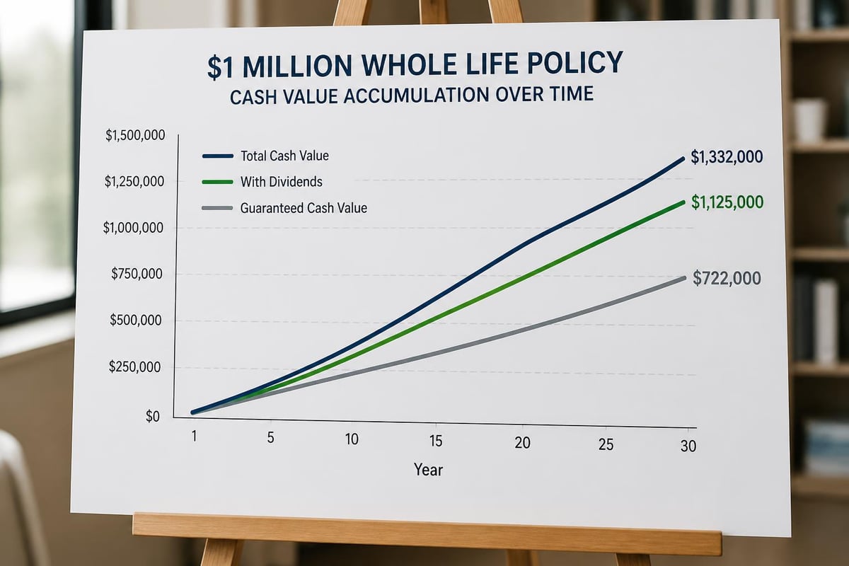 1 Million Whole Life Insurance Cost: 2026 Pricing Guide 2 Whole life cash value growth
