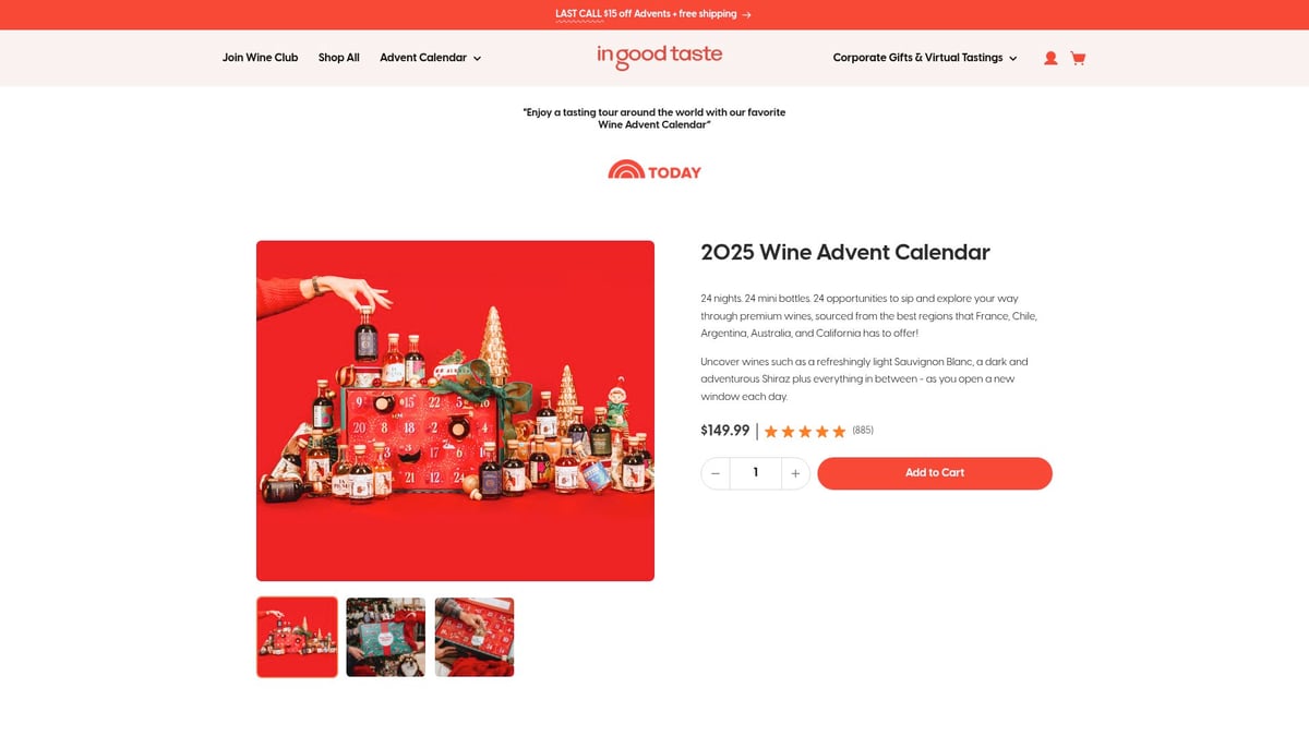 7 Best Wine Calendar Picks for 2025 to Savor All Year - In Good Taste 2025 Wine Advent Calendar