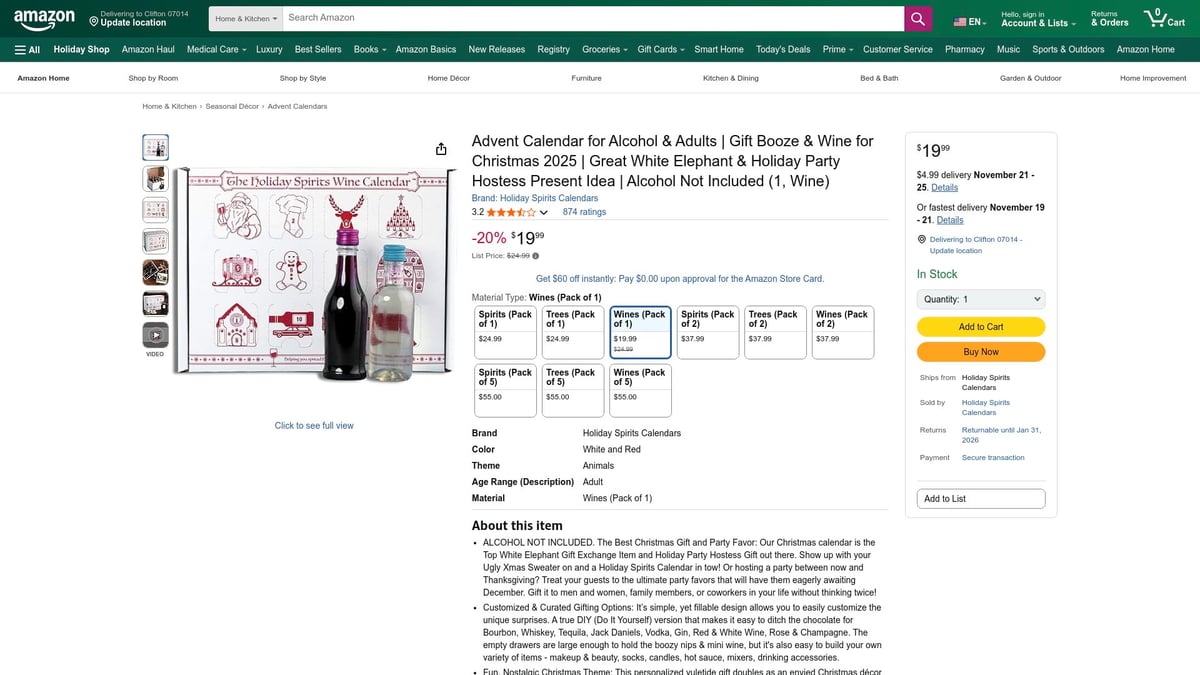 7 Best Wine Calendar Picks for 2025 to Savor All Year - Holiday Spirits Calendars Customizable Wine Advent Calendar