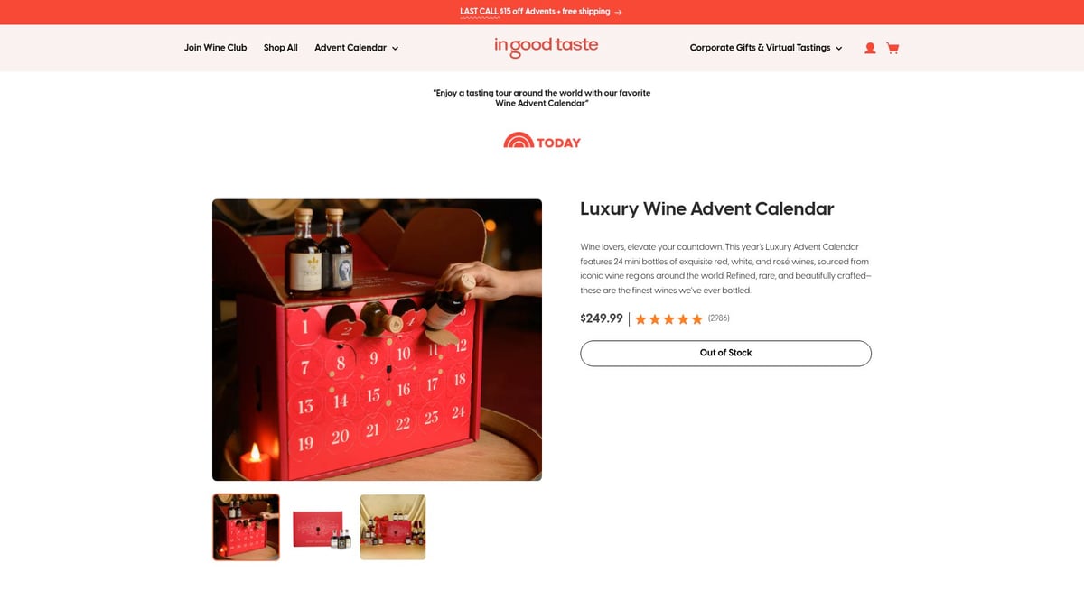 7 Best Wine Calendar Picks for 2025 to Savor All Year - In Good Taste Luxury Wine Advent Calendar