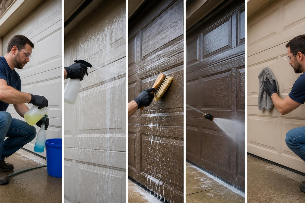 Garage door panel cleaning steps