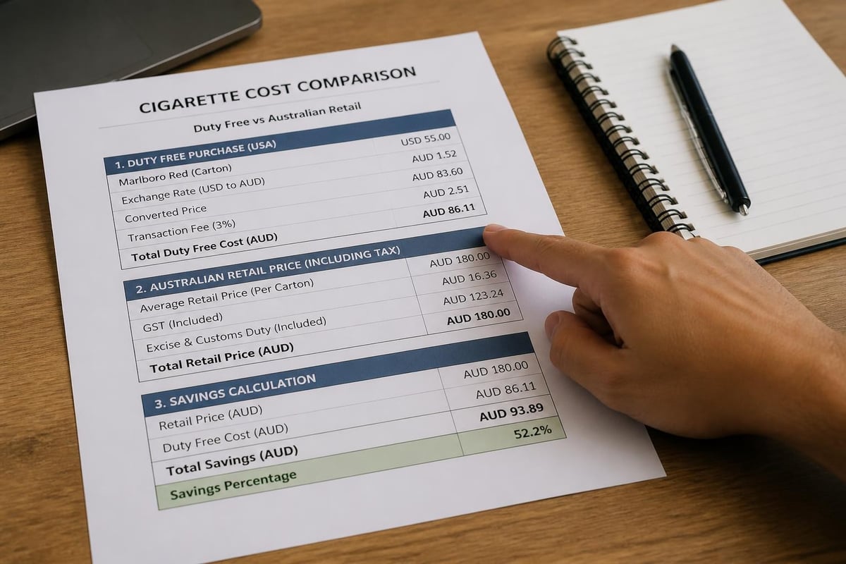 Duty free savings comparison calculation