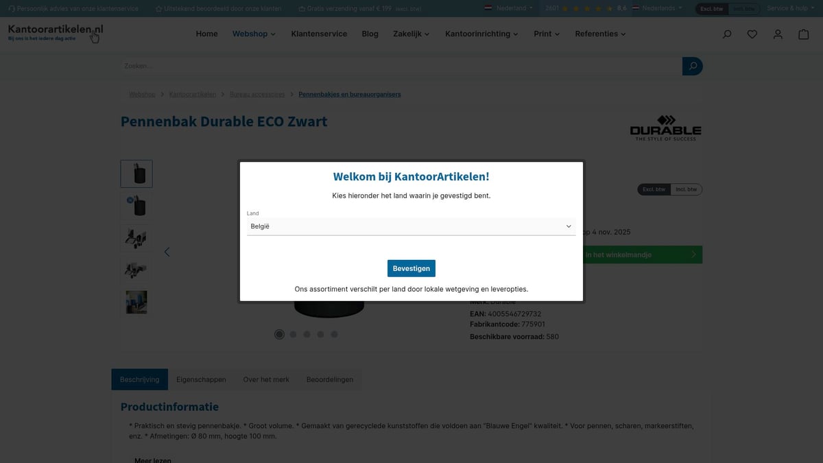 11 Must-Have Kantoor Accessoires Voor Een Productief 2025 - Pennenbak Durable ECO Zwart – Praktisch & Duurzaam