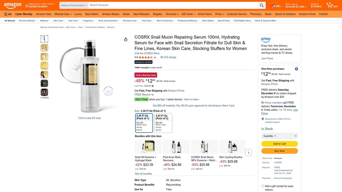 Top 10 Best K Beauty Products to Try in 2026 - COSRX Snail Mucin Repairing Serum