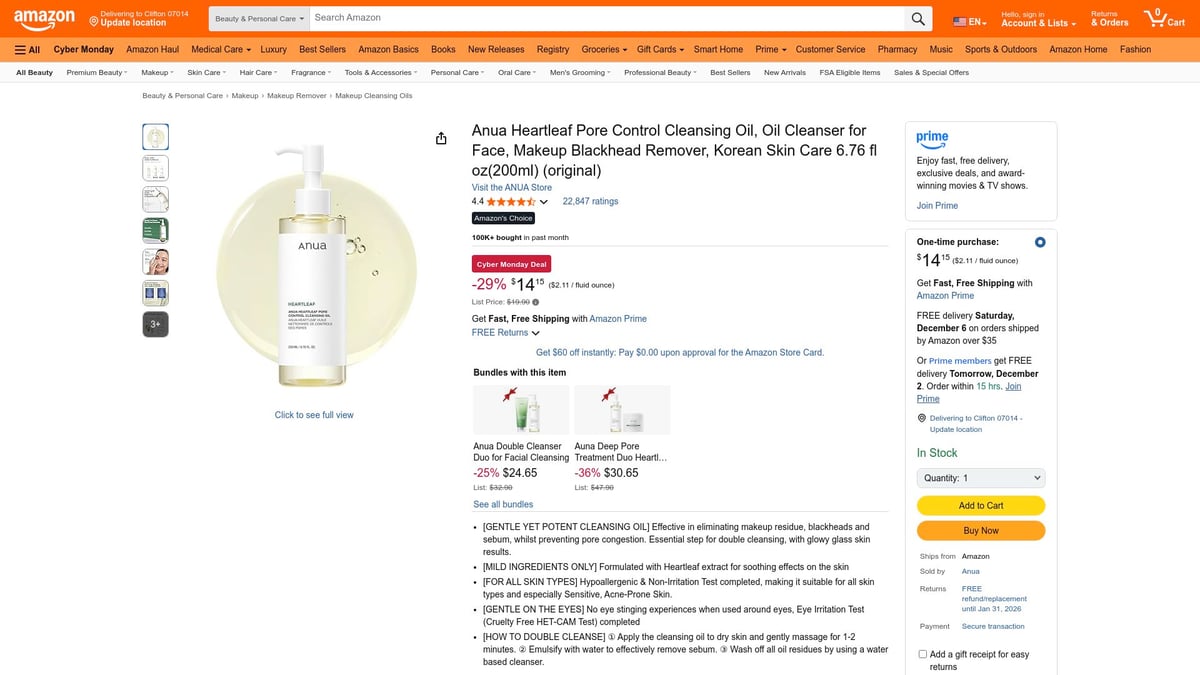 Top 10 Best K Beauty Products to Try in 2026 - Anua Heartleaf Pore Control Cleansing Oil