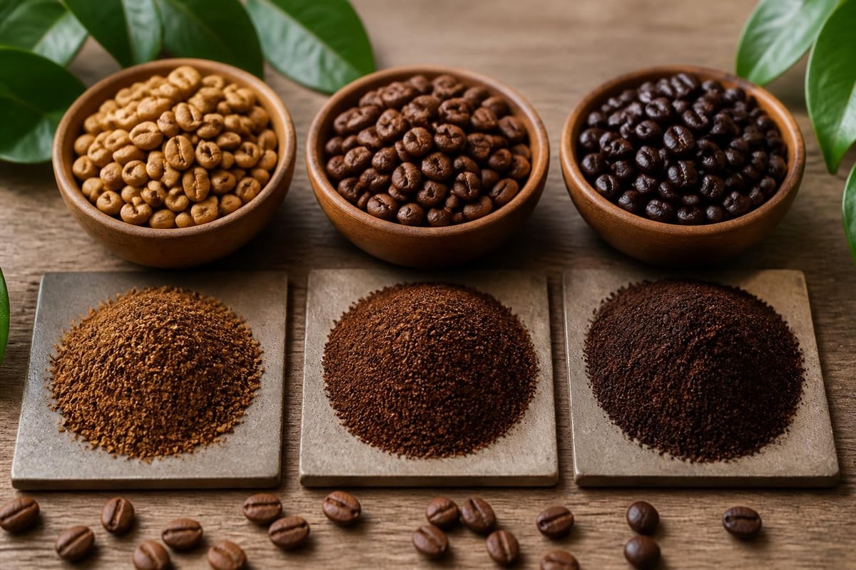Différents degrés de torréfaction du café