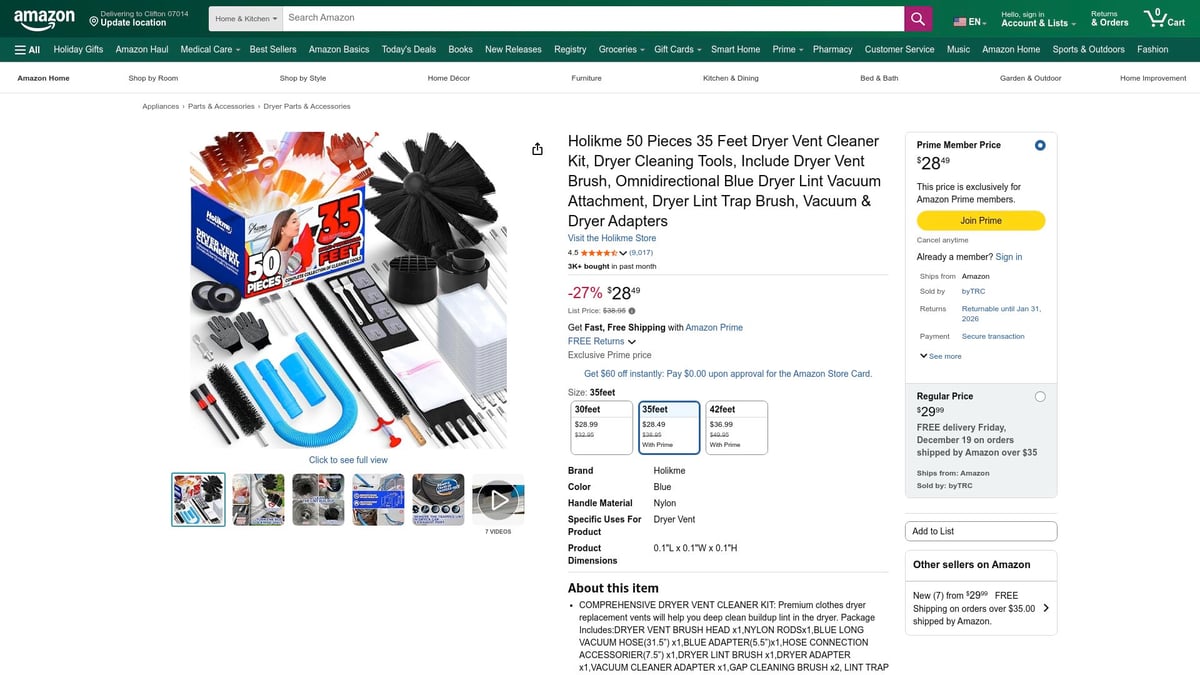 Top 7 Best Dryer Vent Cleaning Solutions for 2026 - Holikme 30-Foot 11-Piece Dryer Vent Cleaner Kit