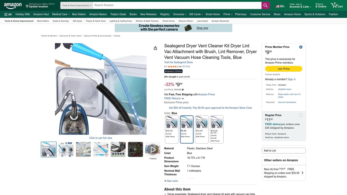 Top 7 Best Dryer Vent Cleaning Solutions for 2026 - Sealegend Vacuum Hose Dryer Vent Cleaner Kit