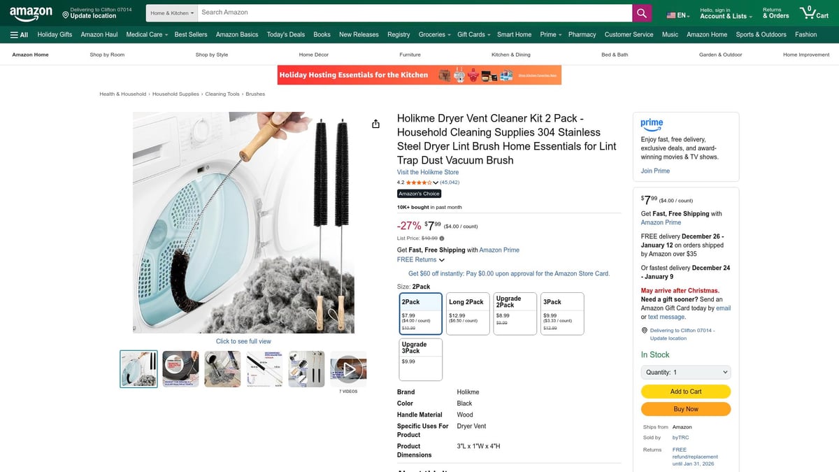 Top 7 Best Dryer Vent Cleaning Solutions for 2026 - Holikme 2-Pack Flexible Lint Brush Dryer Vent Cleaner