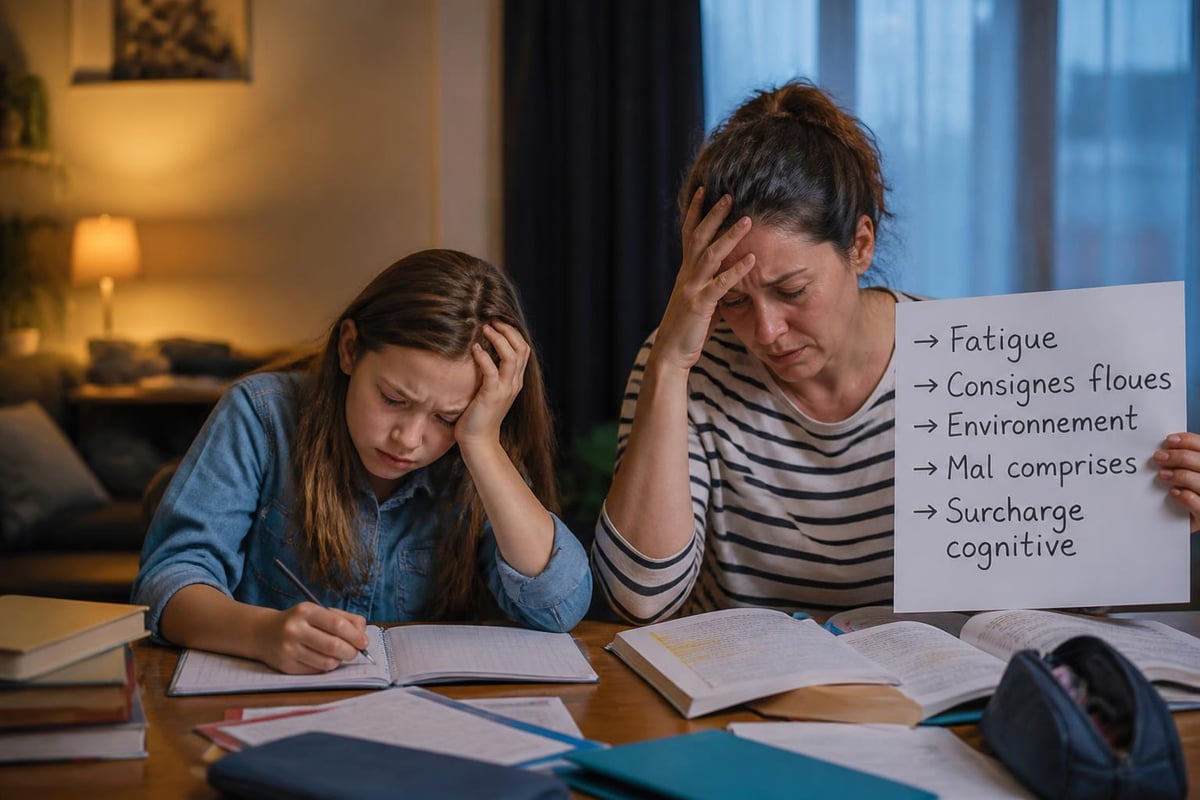 Sources de stress pendant les devoirs