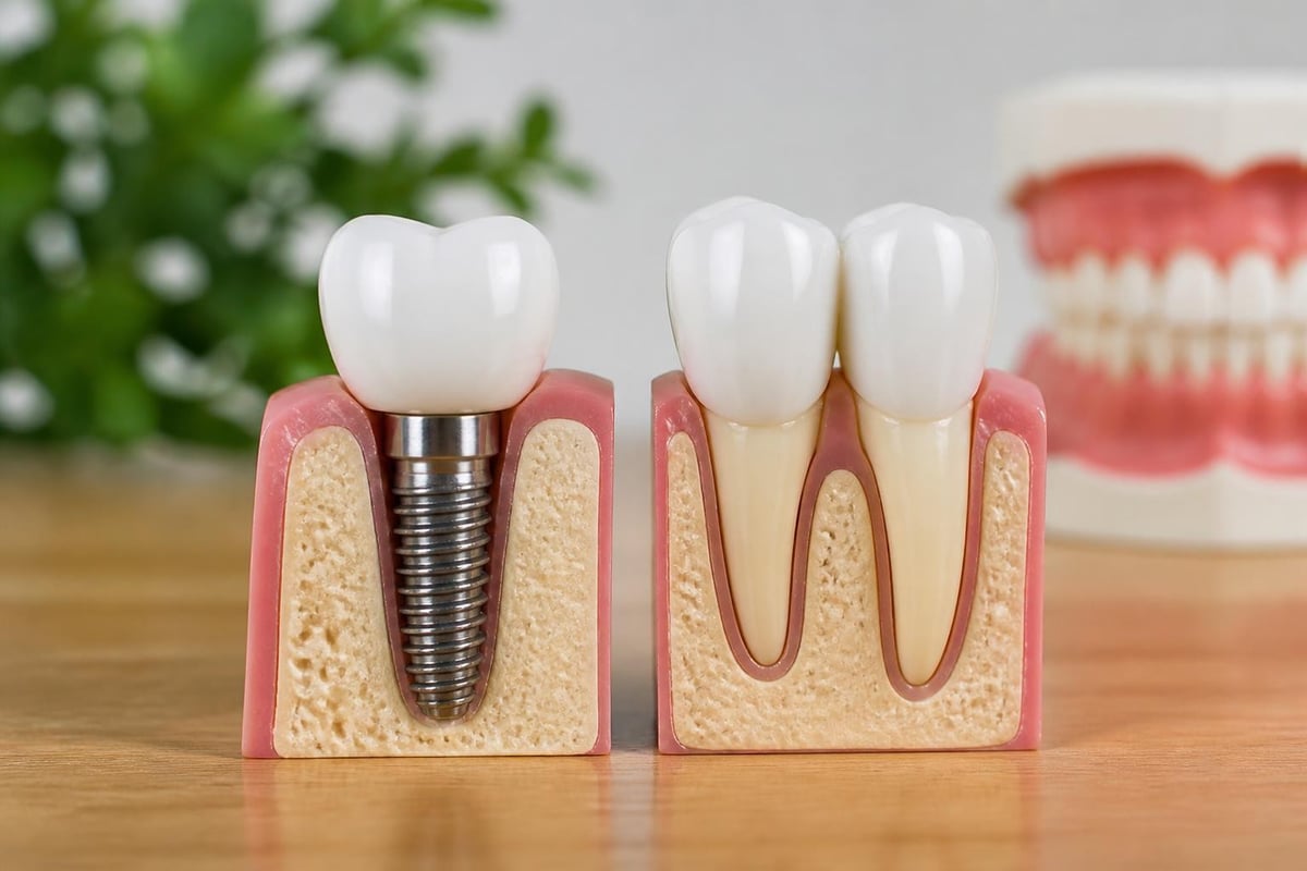 Dental implant structure versus veneer application