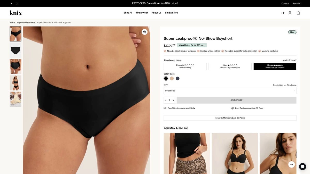 8 Best Underwear Under Leggings for Comfort and Style 2025 - Knix Super Leakproof No-Show Boyshort