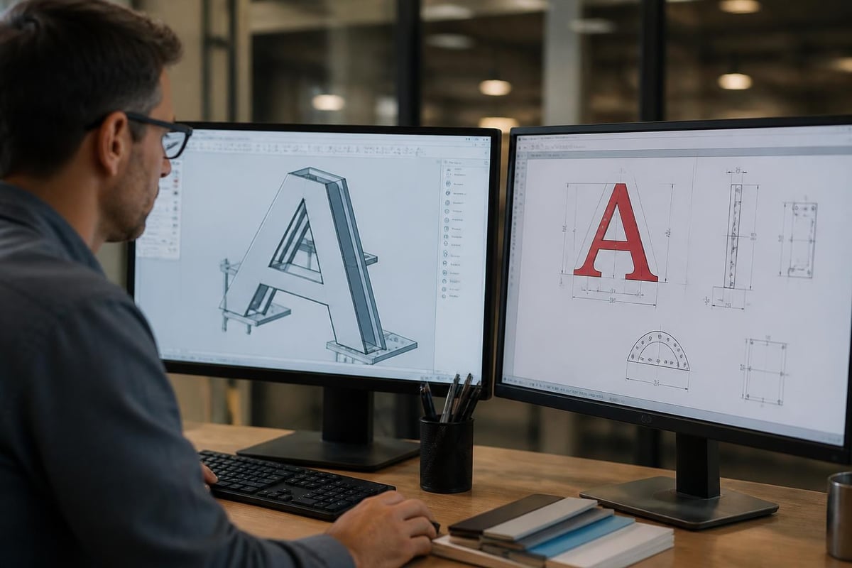 CAD design workflow for fabricated signage