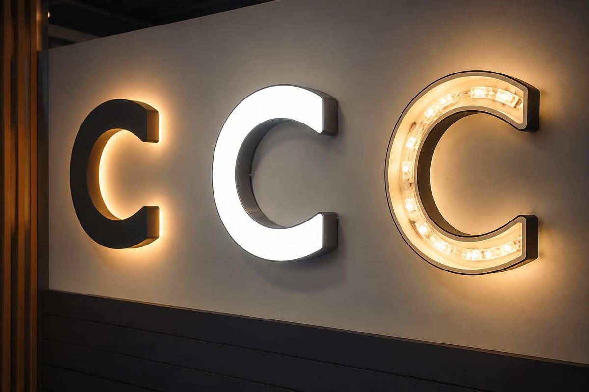 LED illumination configurations for fabricated signs