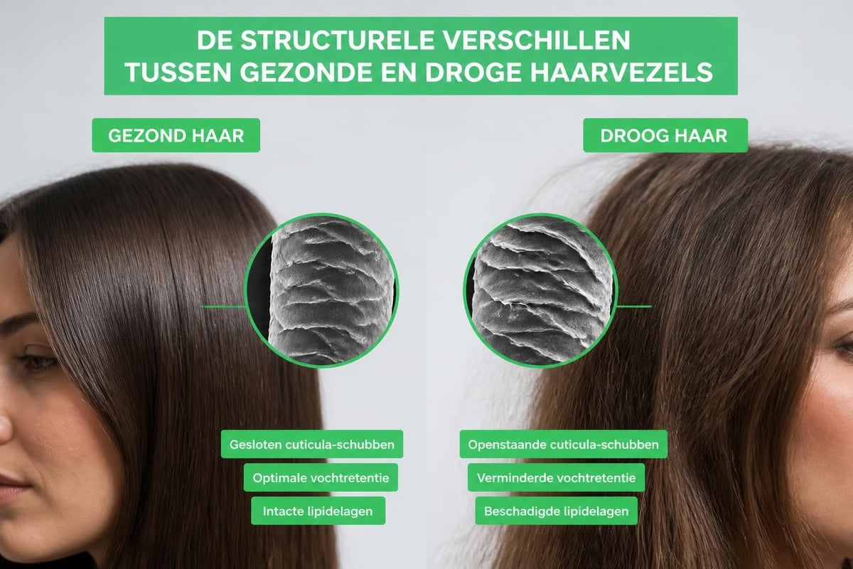 Anatomie van gezond versus droog haar