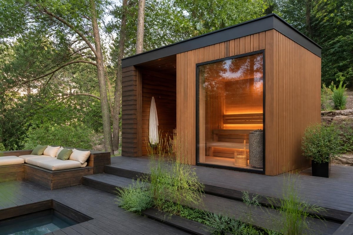 Luxury outdoor sauna design features