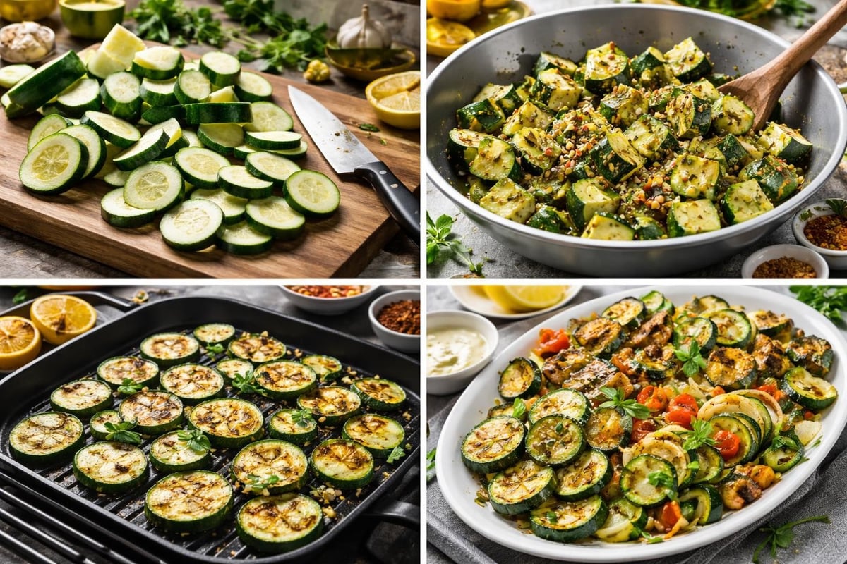 Processus de préparation des courgettes épicées