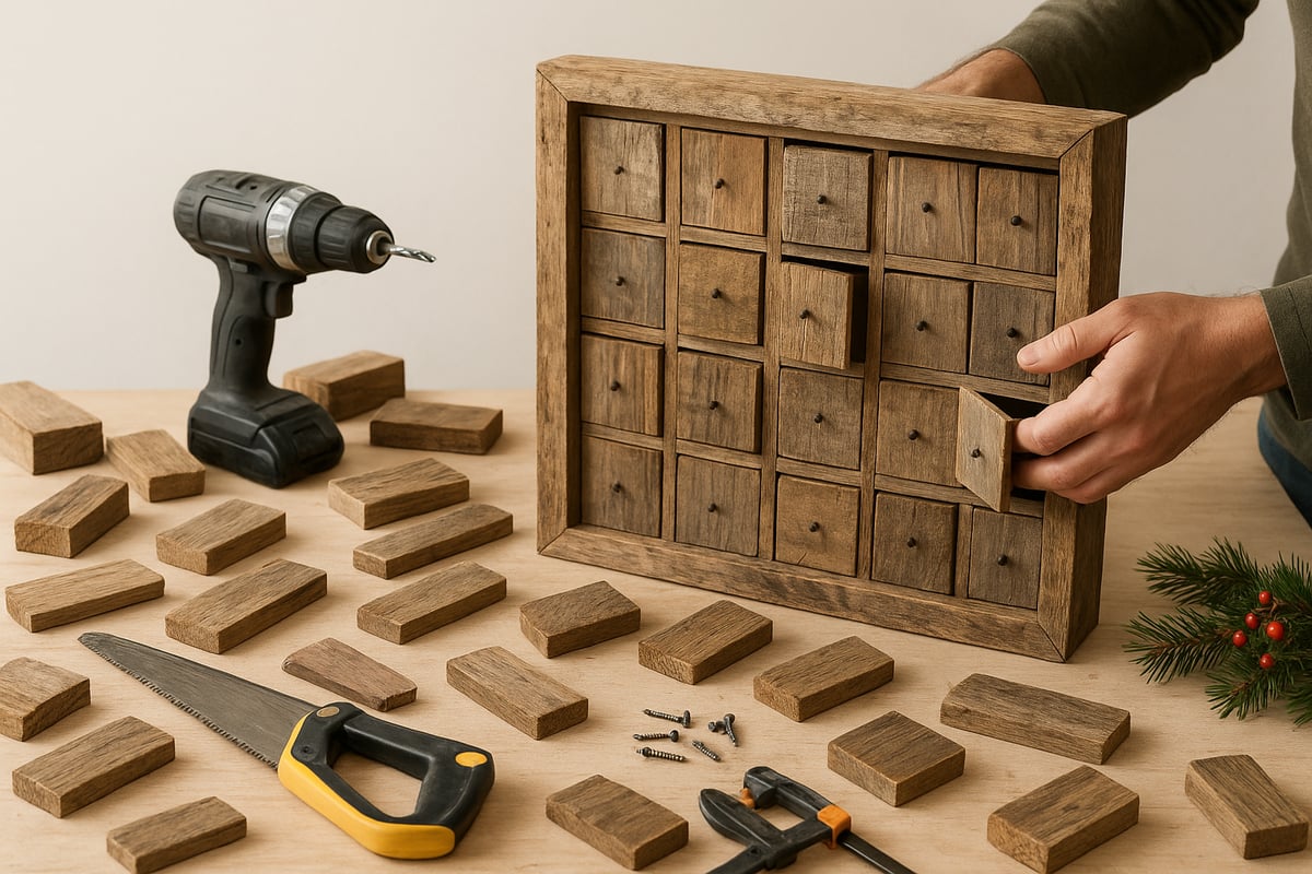 リクレイムドウッドのアドベントカレンダーの段階的な製作プロセス