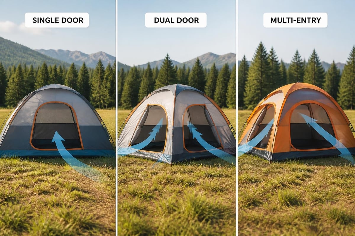 Tent door configuration types