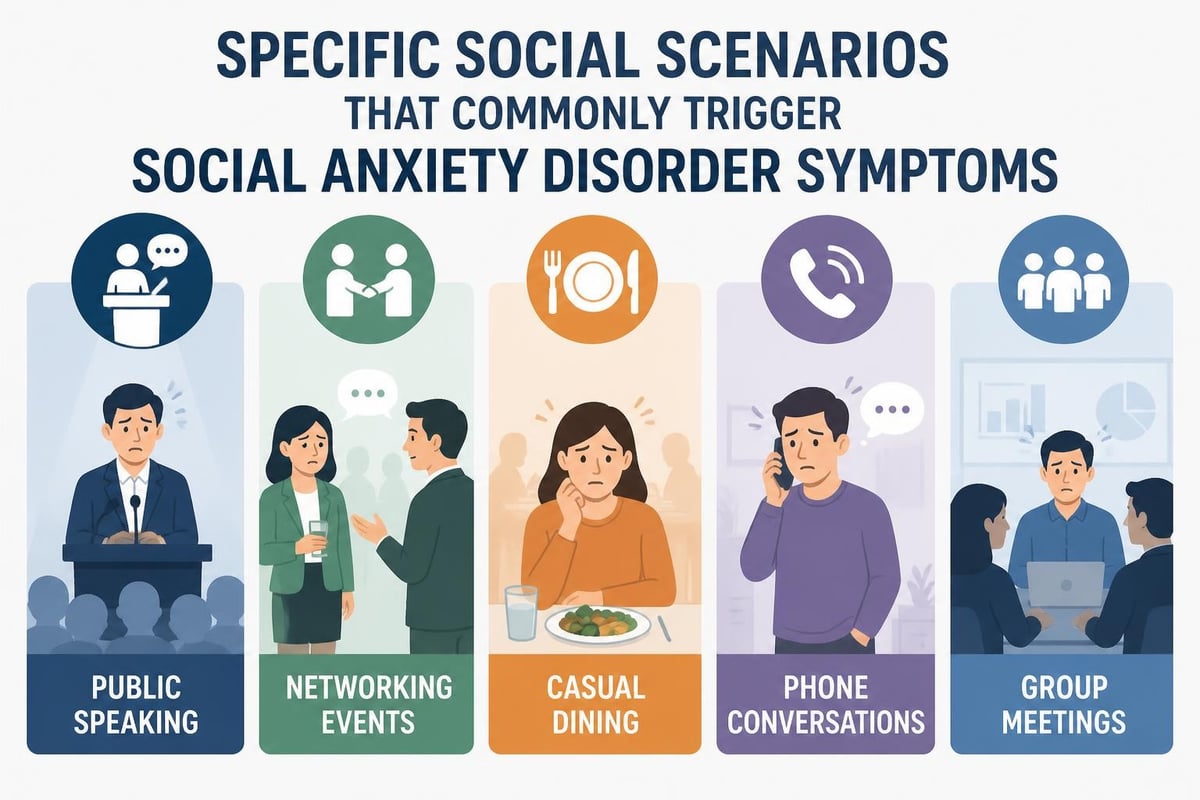 Common social situations triggering anxiety