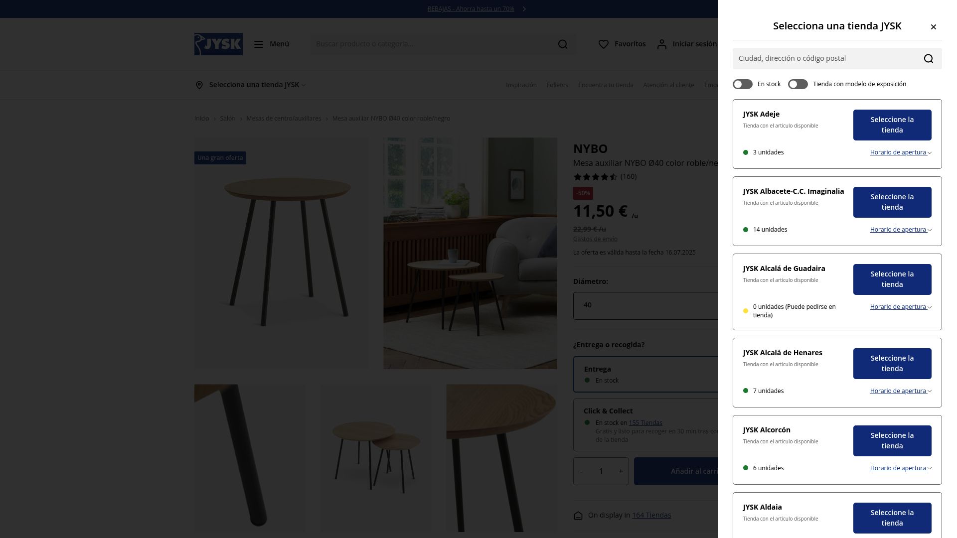 7 Ideas De Mesa Auxiliar Perfectas Para Tu Hogar 2025 - Mesa auxiliar NYBO Ø40 roble/negro - JYSK