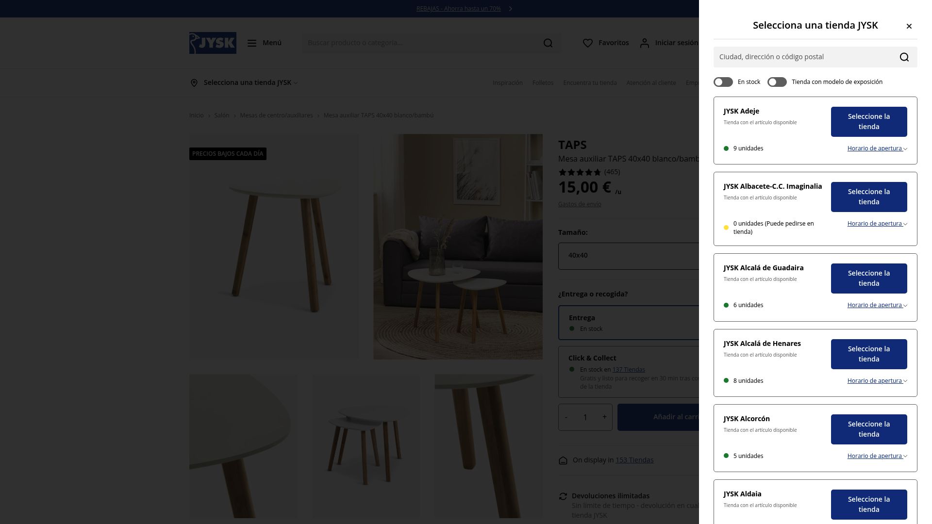 7 Ideas De Mesa Auxiliar Perfectas Para Tu Hogar 2025 - Mesa auxiliar TAPS 40x40 blanco/bambú - JYSK