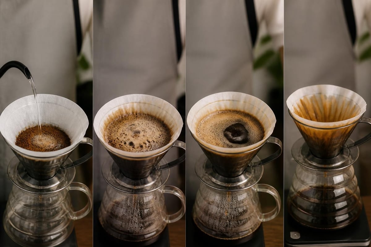 Pour-over brewing stages