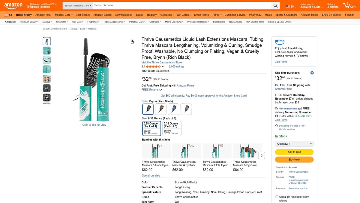 7 Best Natural Mascara Picks for Lush Lashes in 2025 - Thrive Causemetics Liquid Lash Extensions Mascara