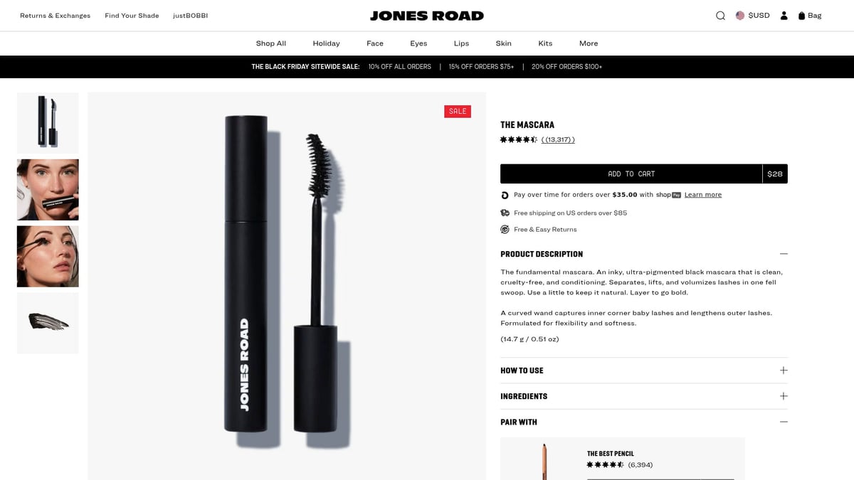 7 Best Natural Mascara Picks for Lush Lashes in 2025 - Jones Road The Mascara