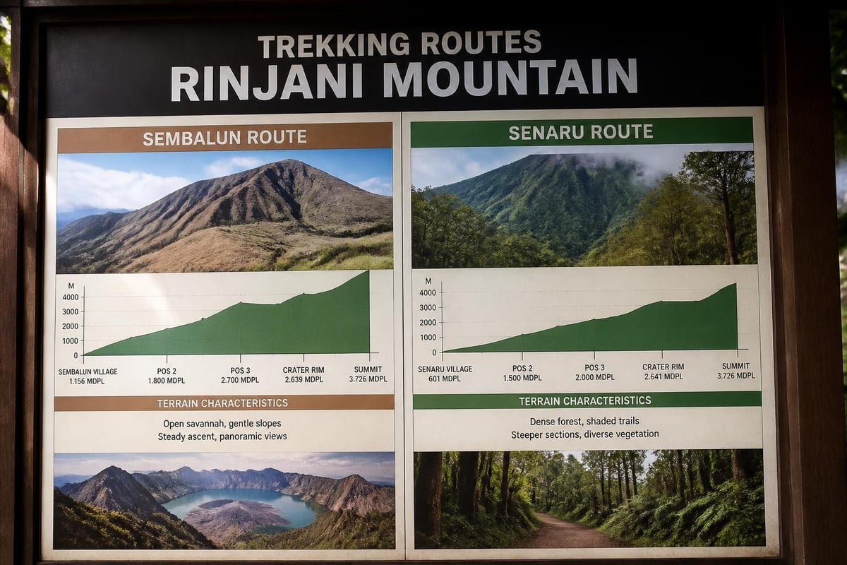 Rinjani trekking routes comparison