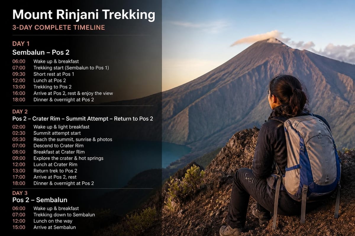 Rinjani trek daily schedule